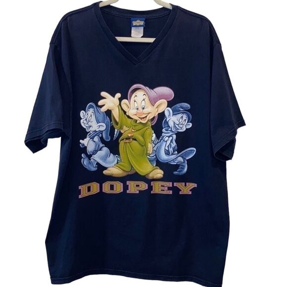 Disney Classics Vintage Dopey VNeck Navy Blue T-shirt​​​​​​​​​​​​​​​​​​​​​​​​ - Picture 1 of 5